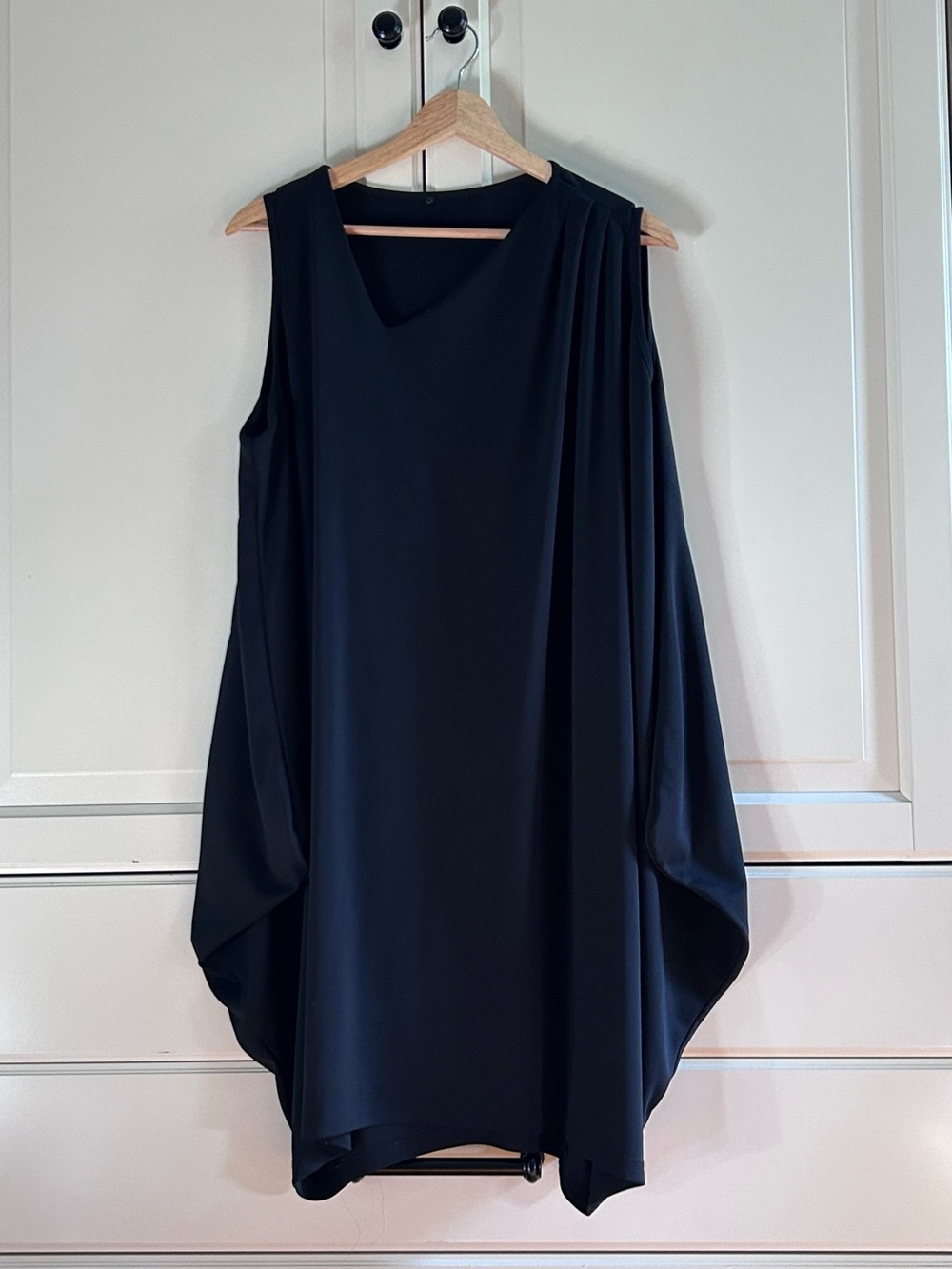 Black Draped Dress | Sleeveless |Asymmetrical Neckline